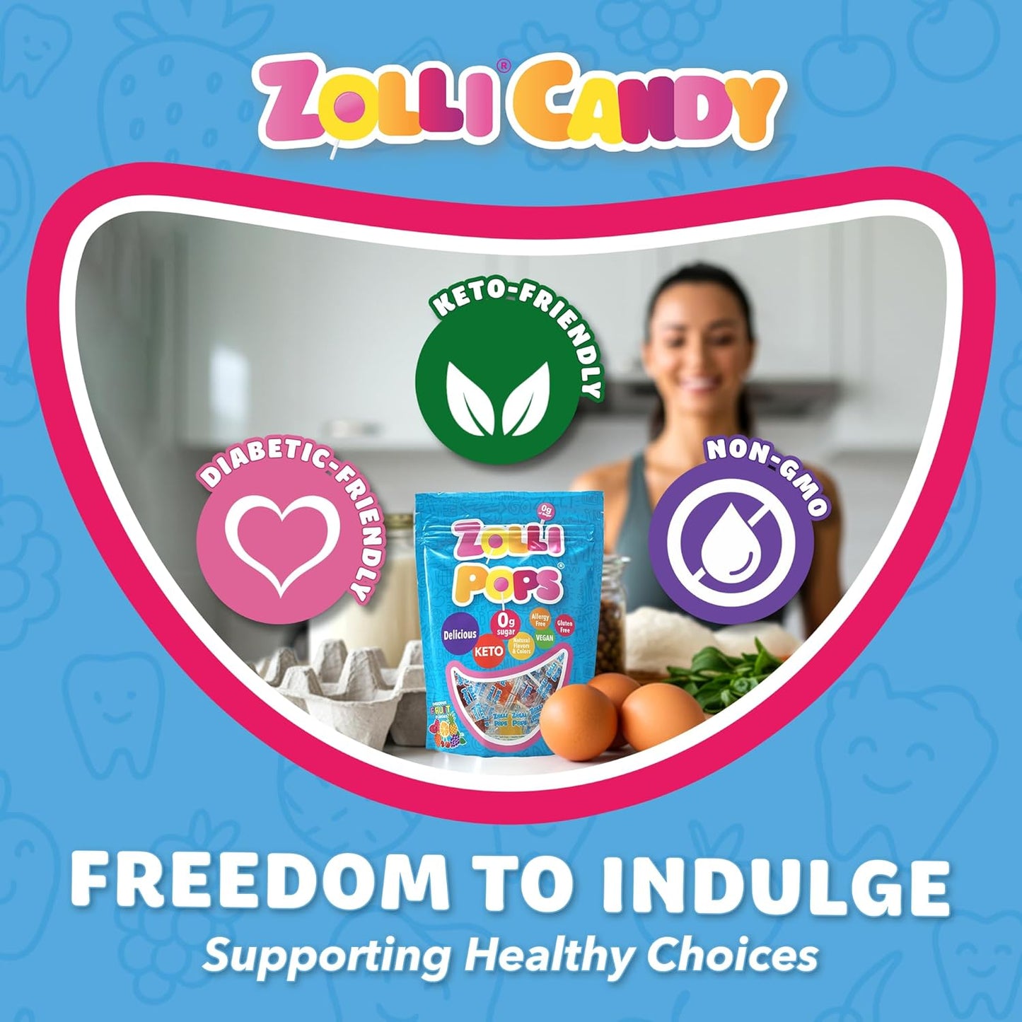 Zollipops sugar-free lollipops for a healthy smile, great for kids, diabetics, and keto diet, natural fruit variety