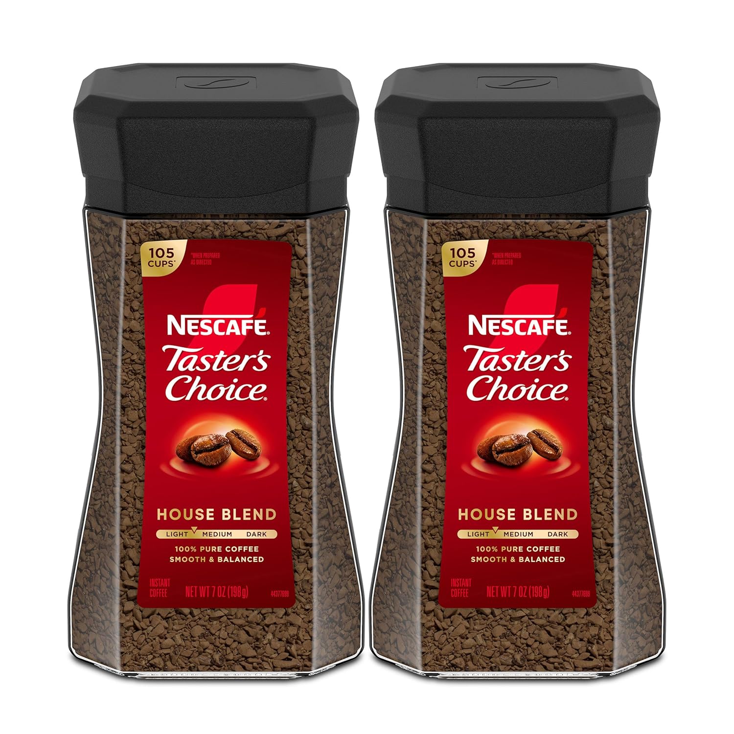 NESCAFÉ Taster's Choice Instant Coffee, Light Medium Roast, House Blend, 2 Jars (7 Oz Each)