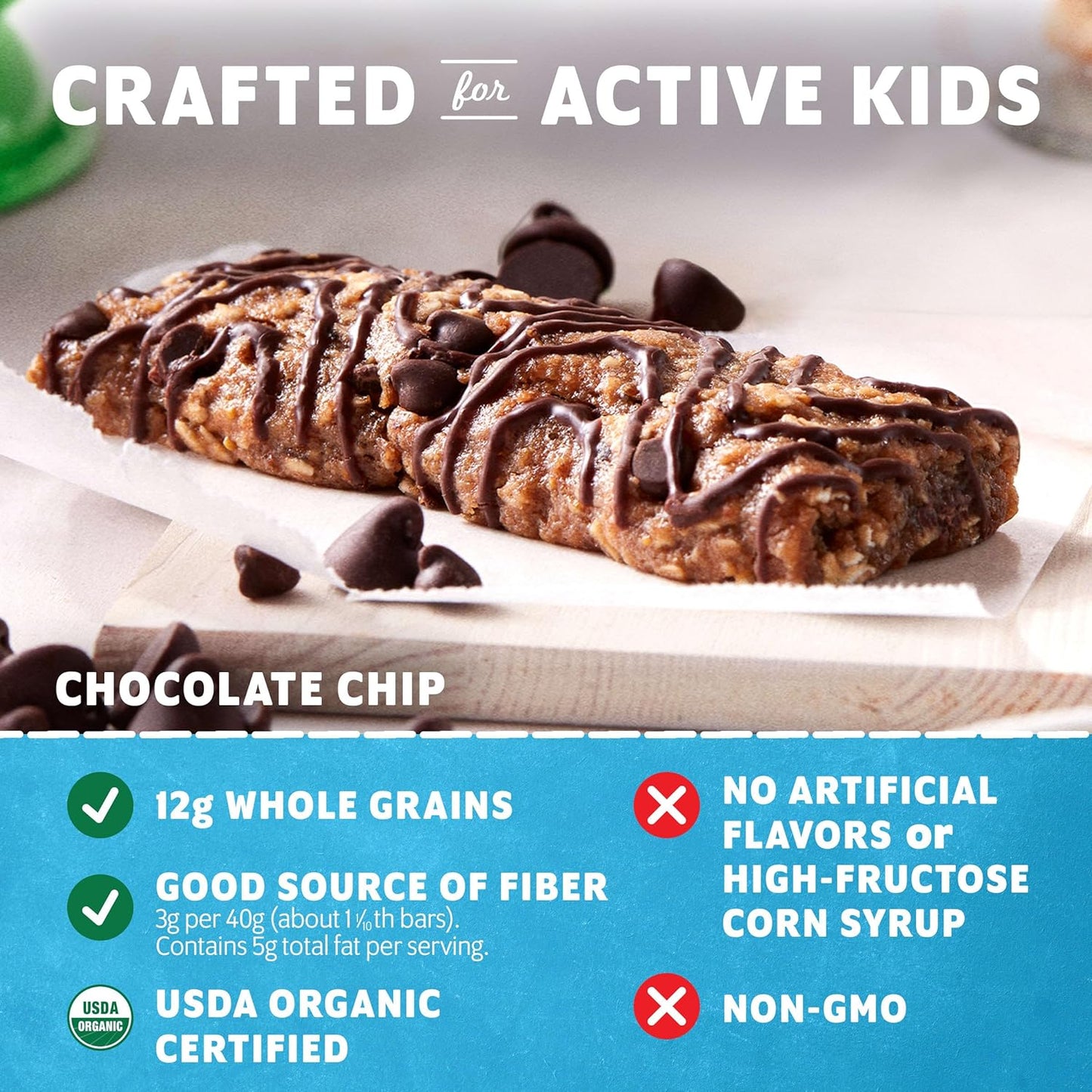 Zbar - Chocolate Chip - Soft-Baked Energy Snack Bars - Non-GMO - 12g Whole Grains - USDA Organic Granola Bars - Snacks for Kids (12 Pack)