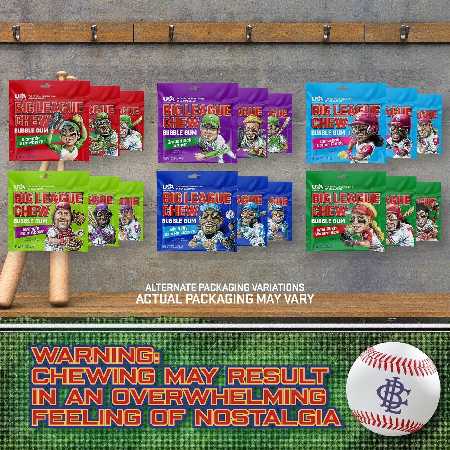 Big League Chew Bulk Variety Pack of 7 – Classic Baseball Bubble Gum Bulk with 7 Flavors for Teams and Parties, Dugout Snacks & Gifts – Nostalgic Candy Bubblegum