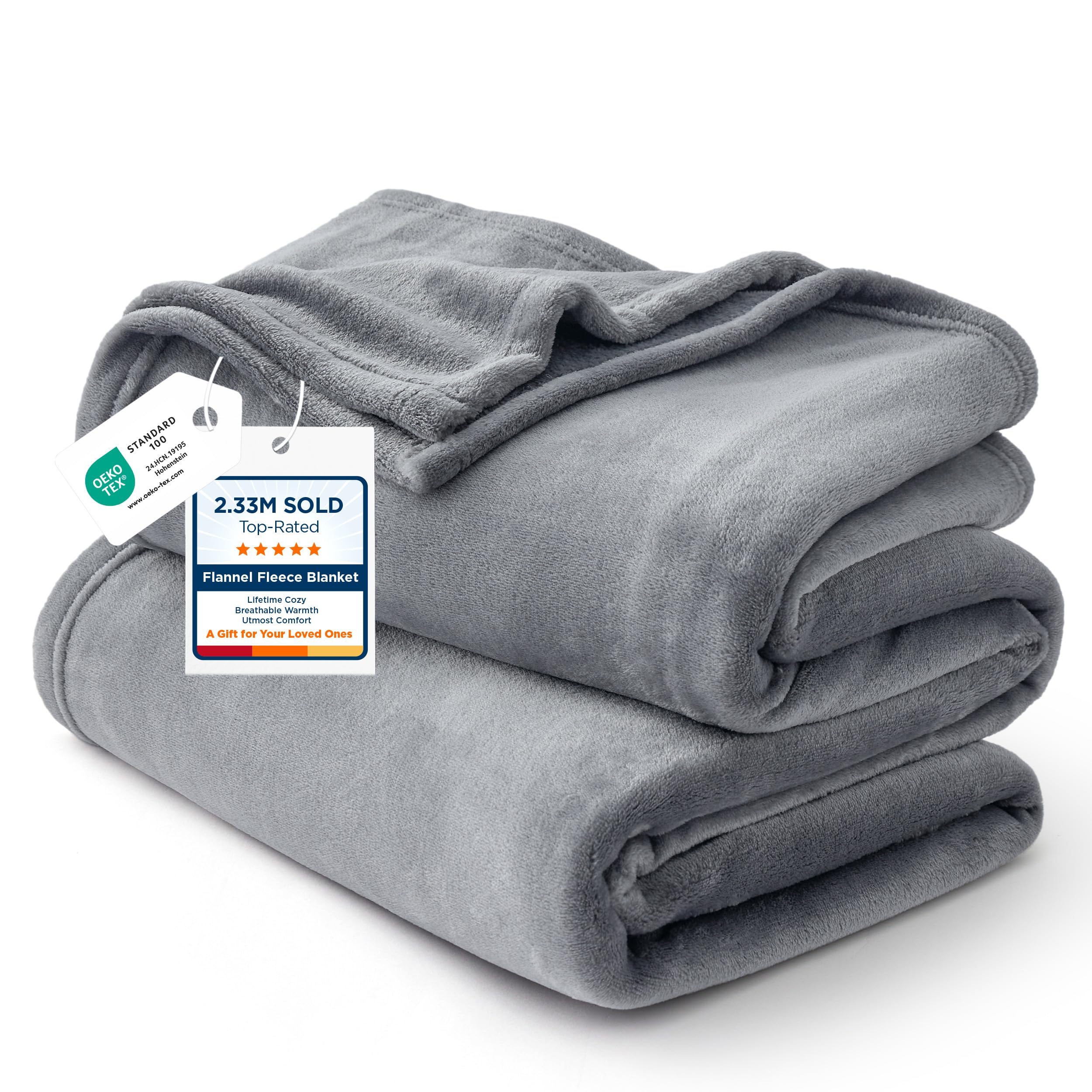 Bedsure GentleSoft Fleece Bed Blankets Queen Size Grey - Soft Warm Winter Blanket Lightweight Cozy Luxury Microfiber, Room Home Decor Christmas Decorations Gifts for Women and Men, 90x90 inches
