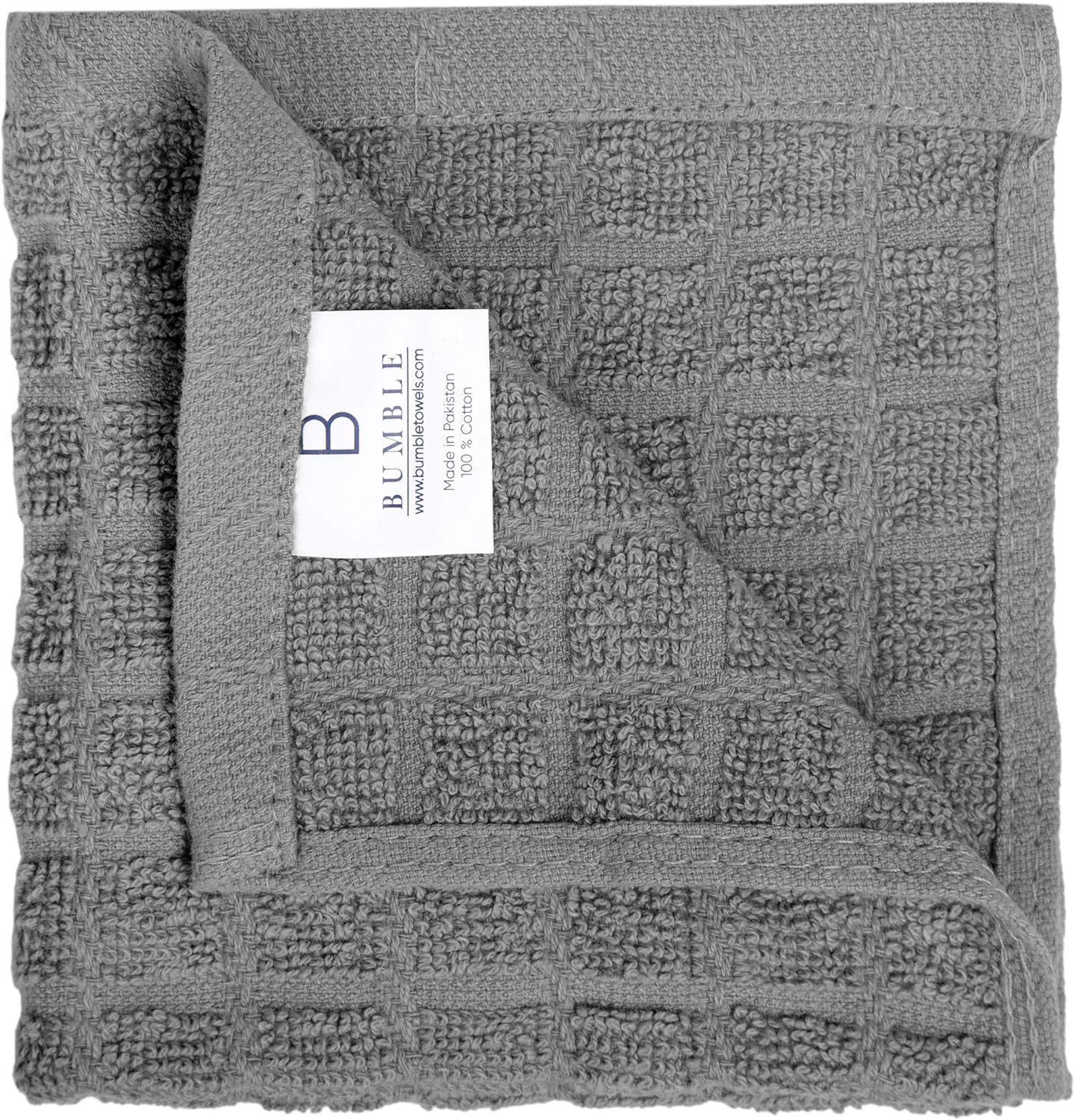 Bumble Dish Towels & Dish Cloths (8 Pack) | 100% Cotton Kitchen Towels | 12" x 12" | 405 GSM | Soft, Highly Absorbent & Durable Rags for Washing Dishes | Gray