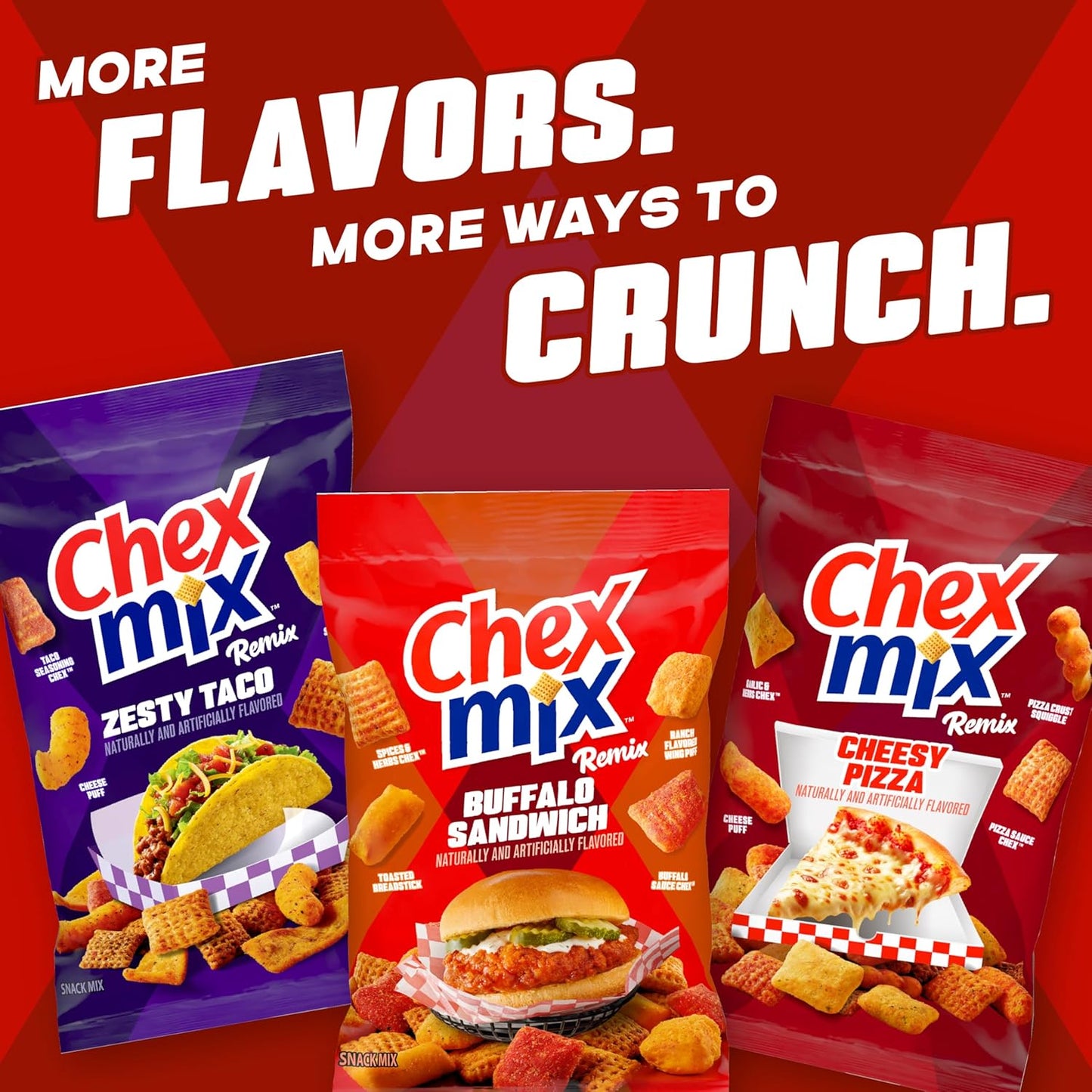 Chex Mix Remix Cheesy Pizza Snack Mix, Snack Bag, Family Size, 11 oz