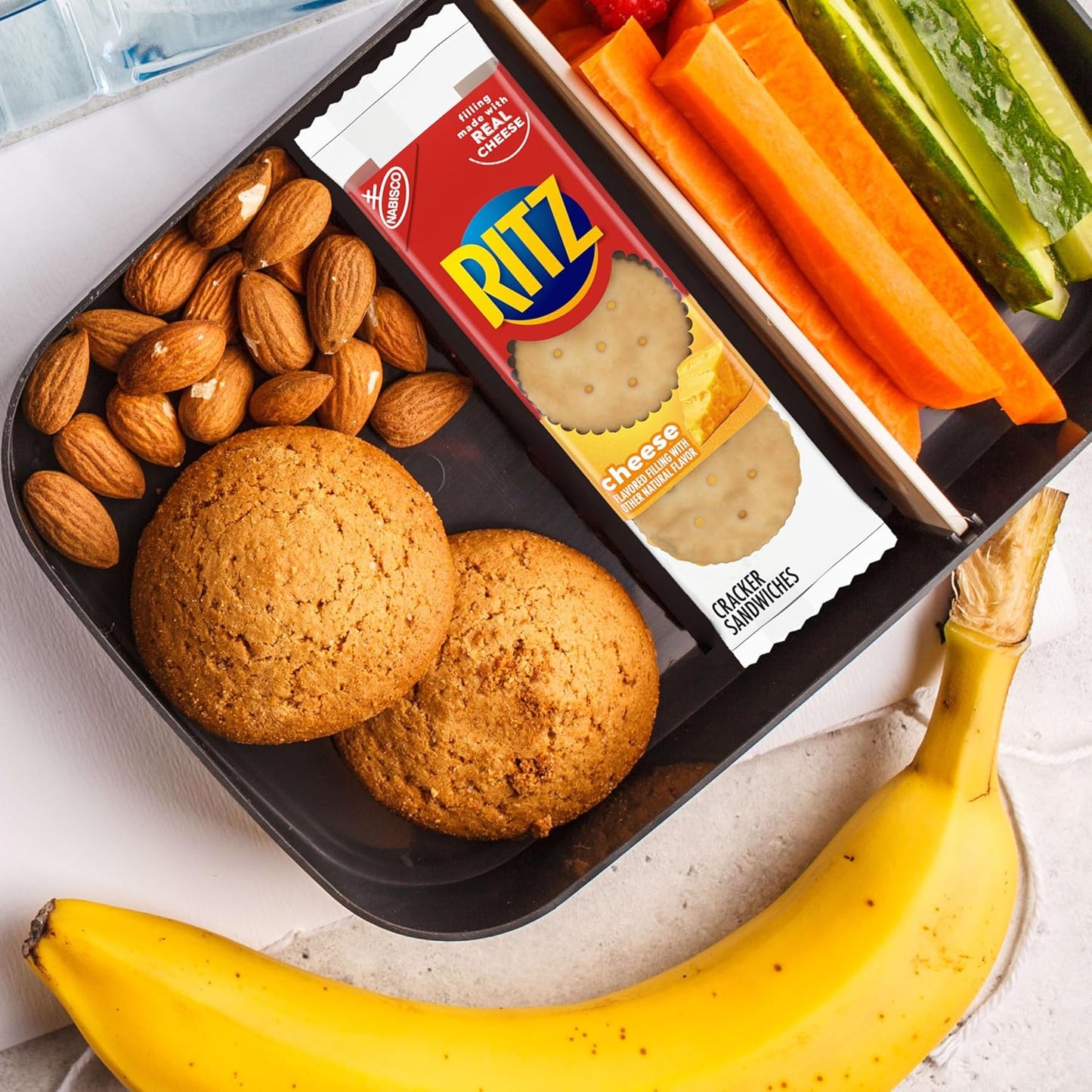 ritz peanut butter and cheese sandwich crackers variety pack, 32 snack packs, 6 crackers per pack