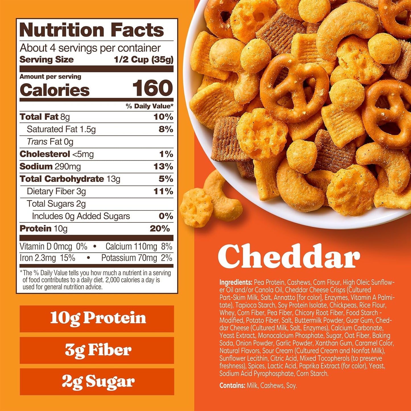 Catalina Crunch Protein Snack Mix with Cheese Crisps - 10g Protein, 2g Sugar per Serving - Good Source of Fiber, Gluten Free - Cheddar, 5.25 Ounce Bag (Pack of 1) - Packaging May Vary