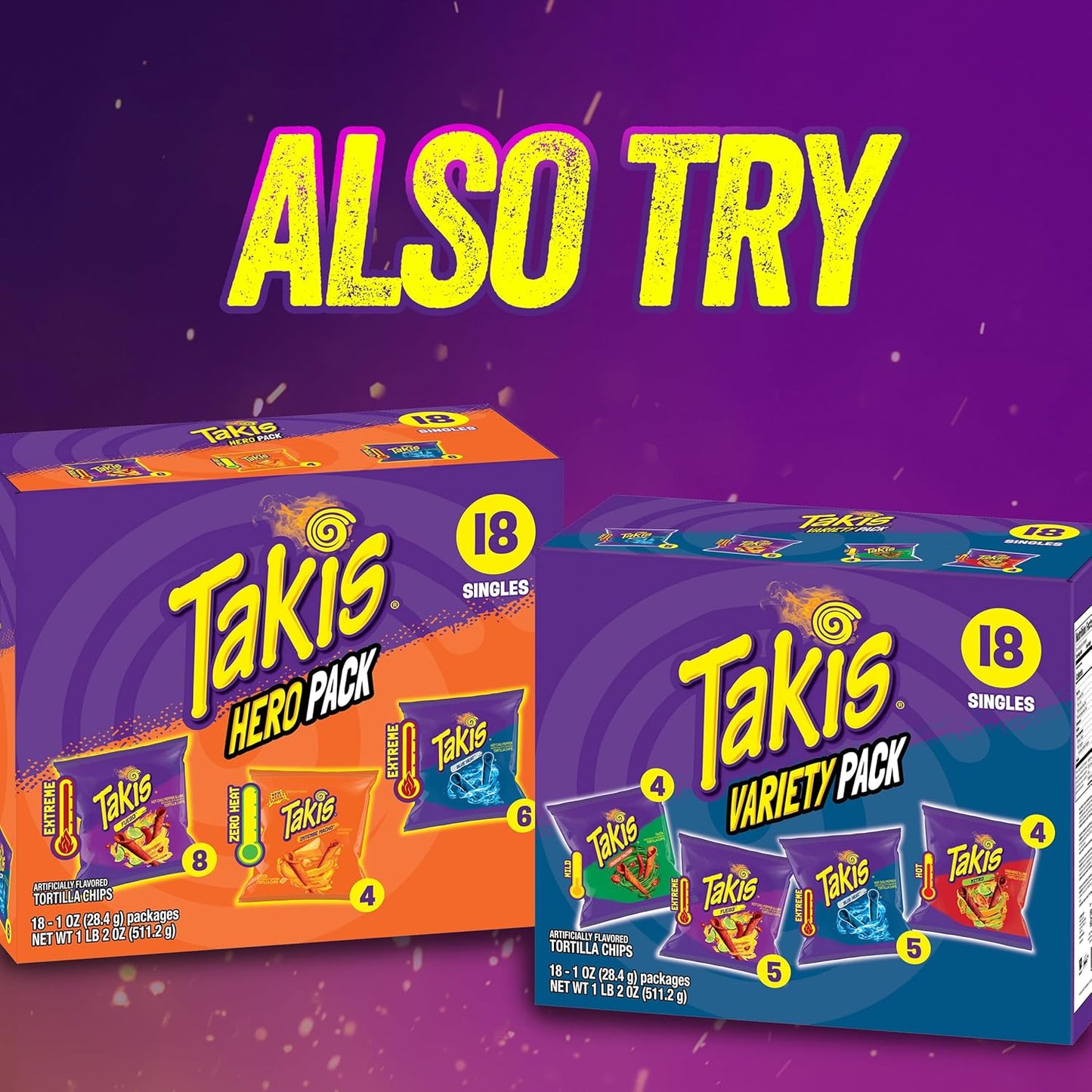 Takis Fuego Mini 25 pc / 1.23 oz Bite Size Multipack, Hot Chili Pepper & Lime Flavored Extreme Spicy Rolled Tortilla Chips