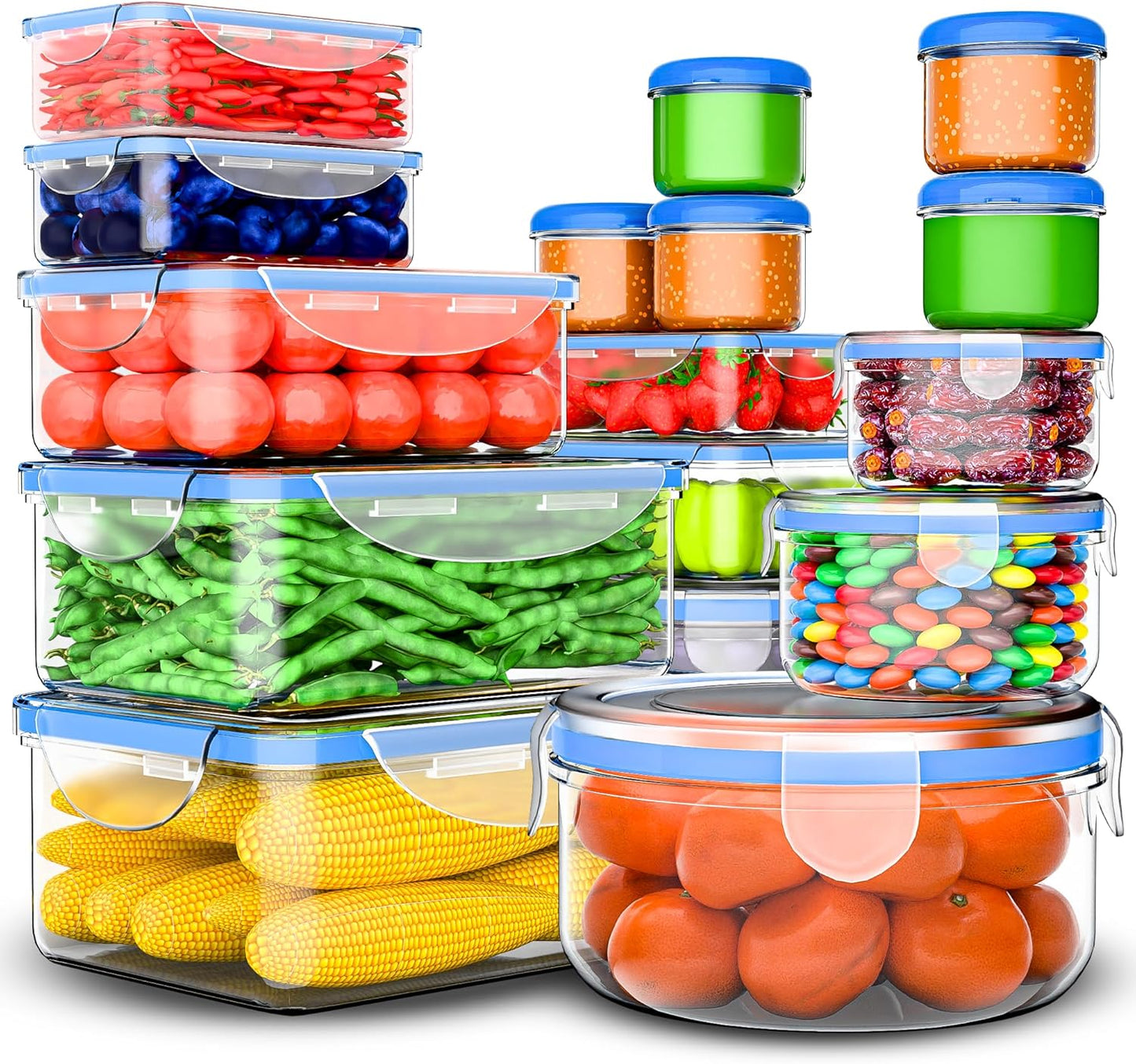 40 Pcs Food Storage Containers with Lids Airtight- Plastic Meal Prep Container for Pantry Kitchen Organization, Microwave, Dishwasher, Freezer Safe -100% Leak Proof (20 Stackable Boxes-20 Lids)