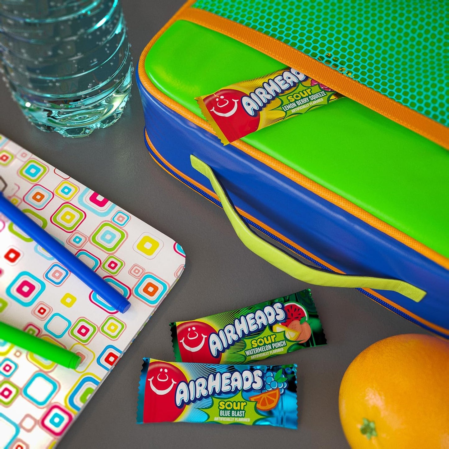 Airheads Mini SOURS Candy Bars, Sour Watermelon Punch, Blue Blast, and Lemon Berry Squeeze 12oz Variety Bag