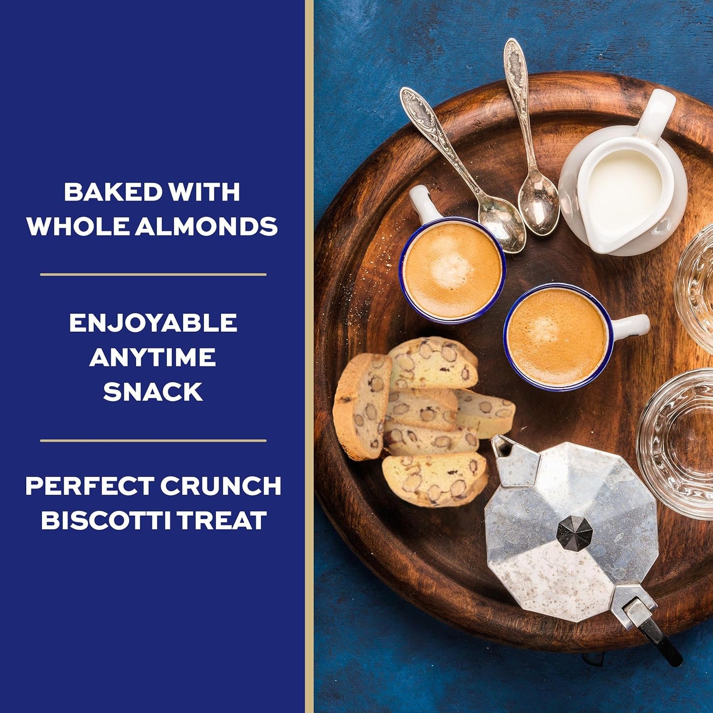 La Dolce Vita Classic Almond Italian Biscotti Cookies, 40 oz jar, gourmet coffee and tea dipping snack