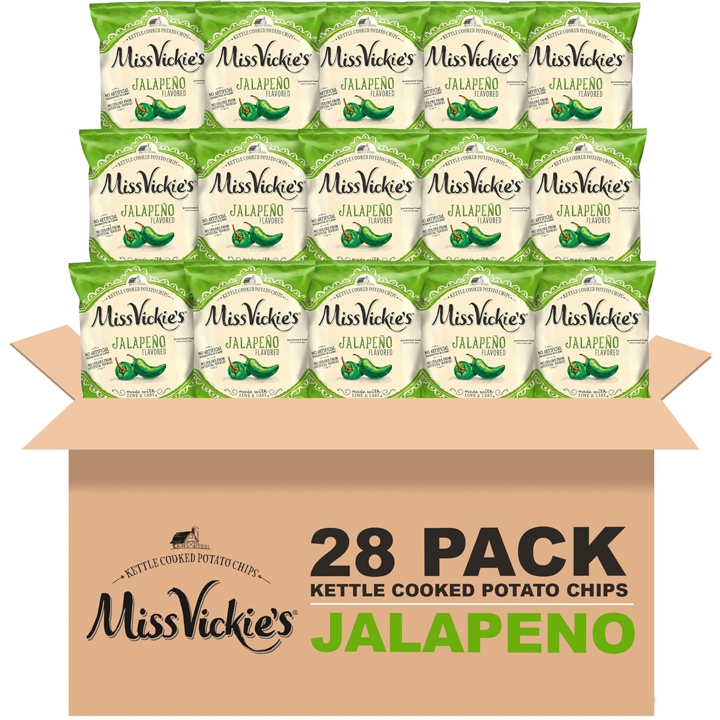 Miss Vickie's Kettle Cooked Potato Chips, Variety Pack, 1.375 Ounce (Pack of 28)