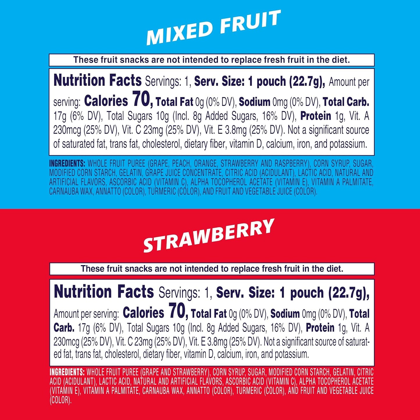 Welch's Fruit Snacks, Mixed Fruit & Strawberry Snack Box, Gluten Free, 0.8oz Snack Packs (Pack of 60)
