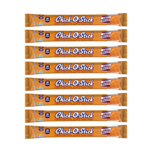 Atkinson's Chick-O-Stick - Crunchy Peanut Butter Rolled in Toasted Coconut - Gluten Free, Kosher, Vegan, No Artificial Ingredients - 0.7 oz. Candy Bar - 8 Count