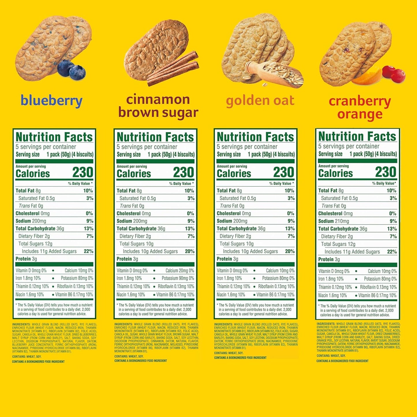 belVita Breakfast Bars Biscuits Variety Pack, 4 Flavors, 30 Total Packs, 6 Boxes (4 Biscuits Per Pack)