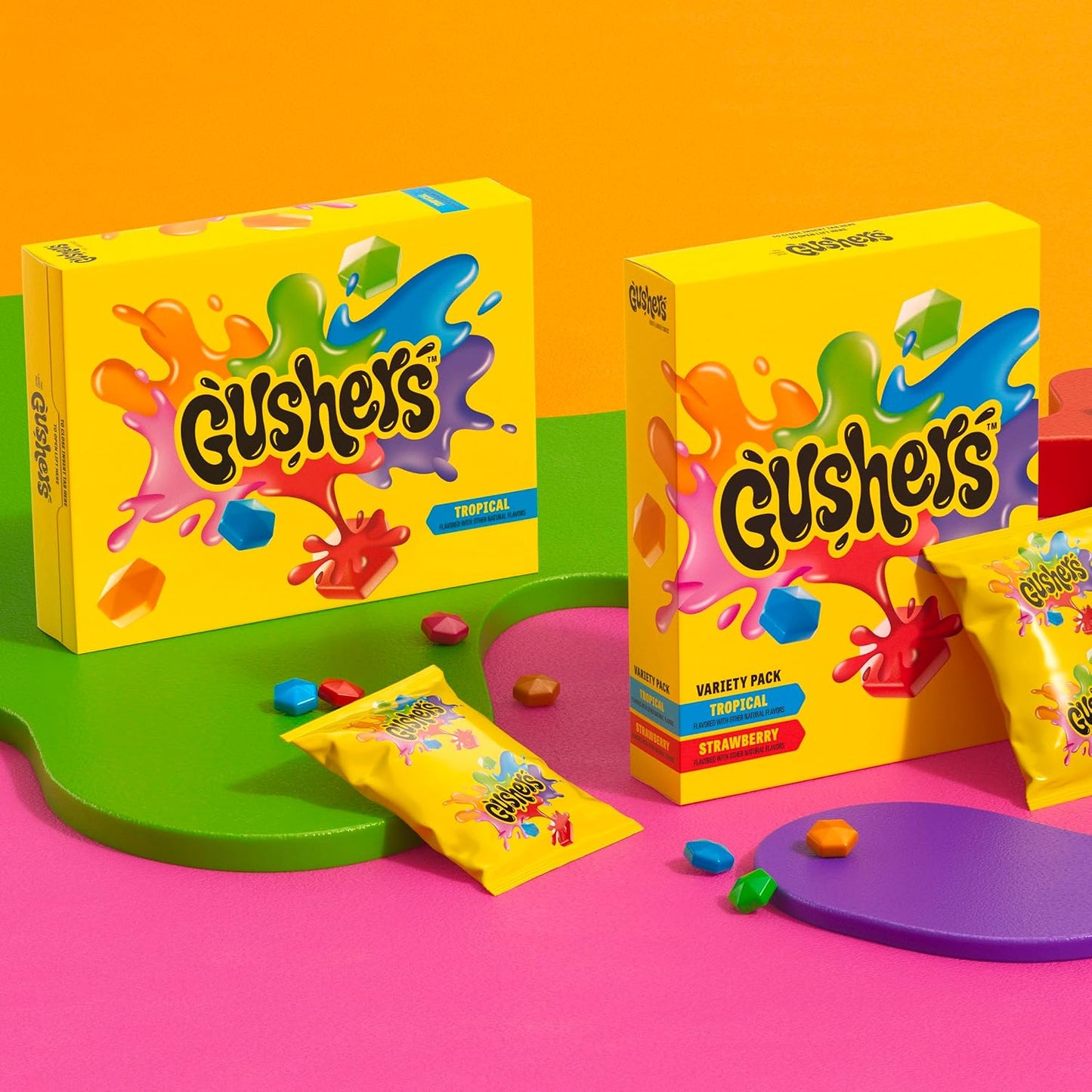 Gushers Fruit Flavored Snacks, Tropical and Strawberry Flavors, Family Pack, 20 Ct, 16 oz