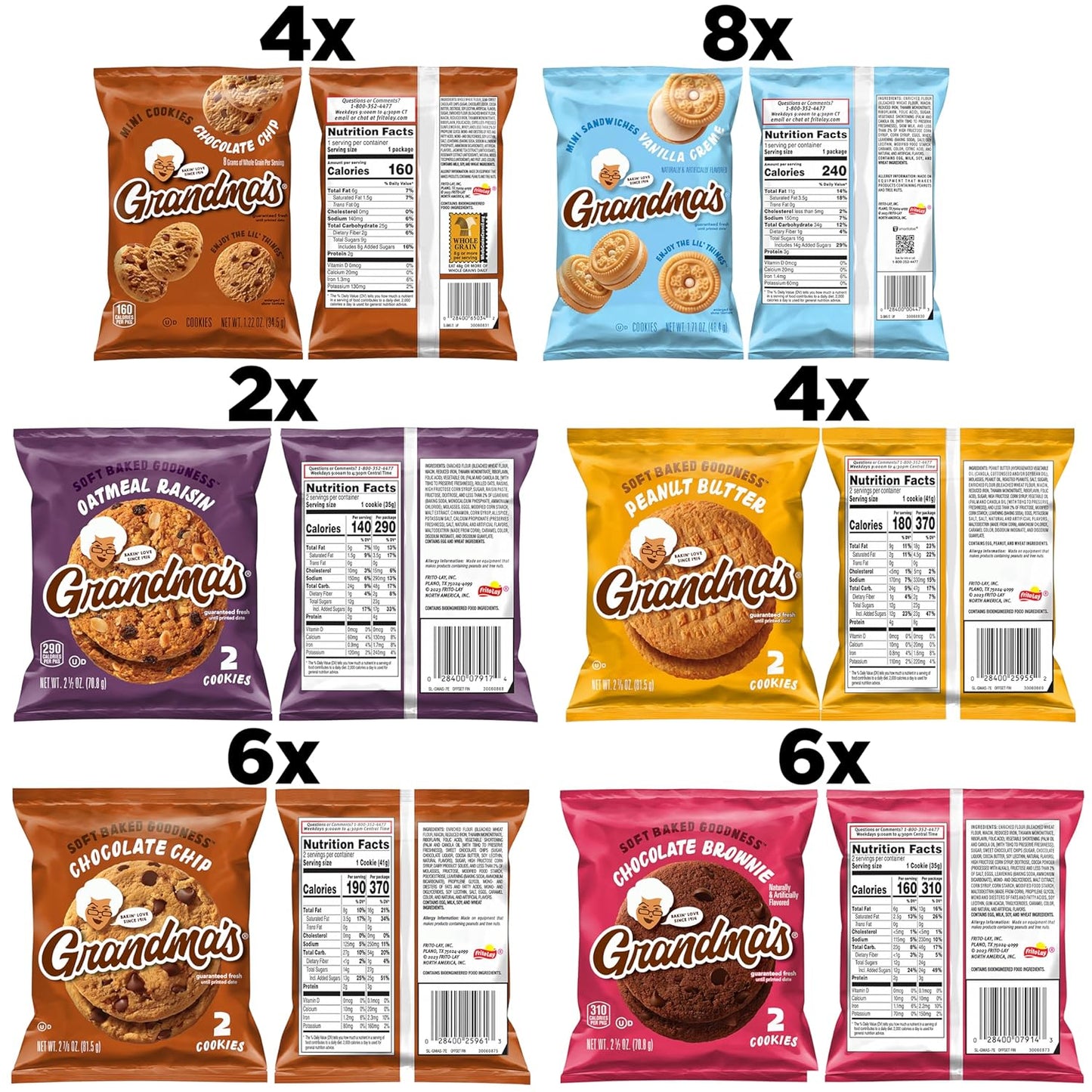 Grandma's Cookies Variety Pack Box of 30 Assorted Treats