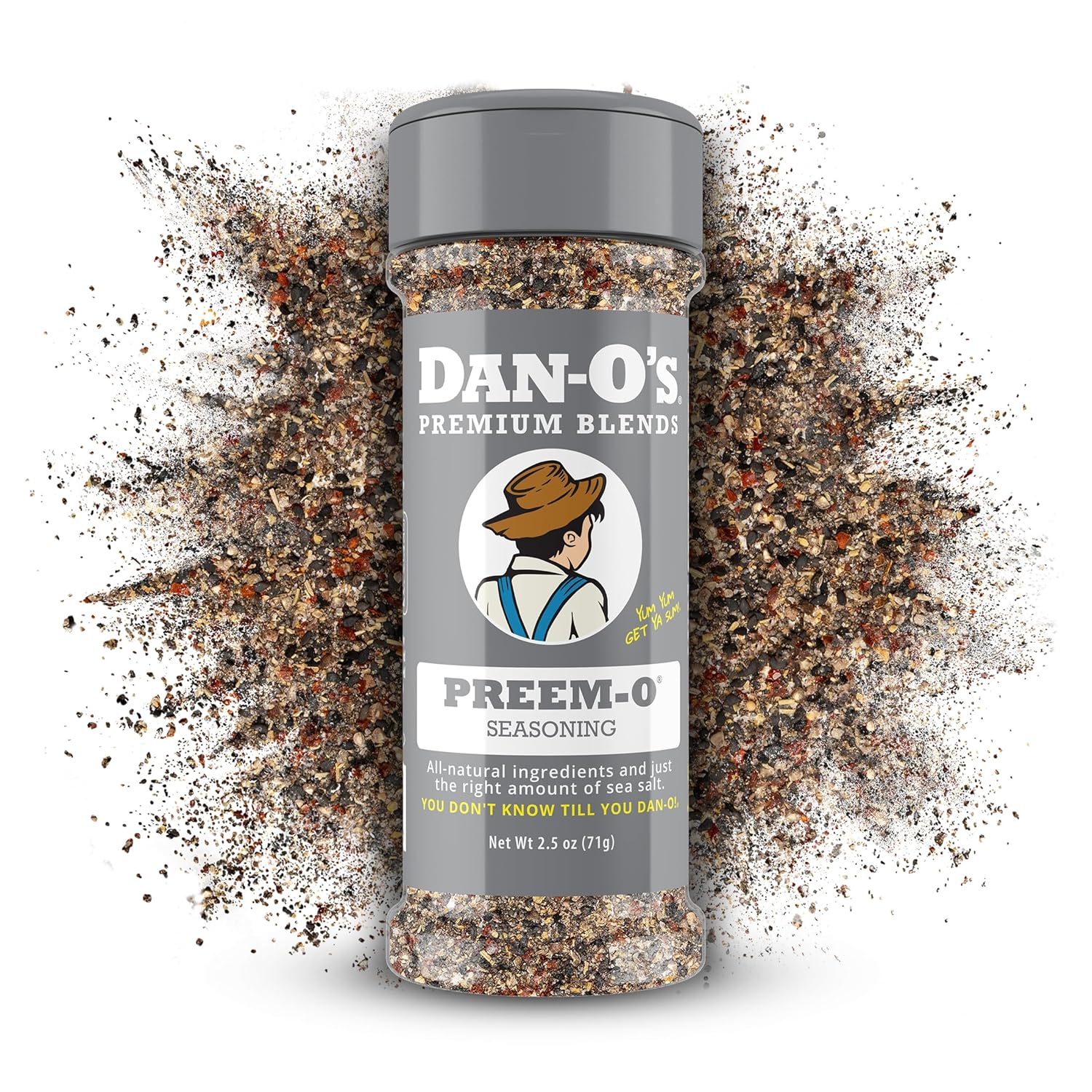 Dan-O's Preem-O Seasoning, 2.5 oz Bottle, Meat Seasoning for Steak, Ribs, Chicken, Brisket and More, Sugar Free, Zero Calorie, Use this Spice Blend to Craft a Marinade, Dry Rub or Sauce