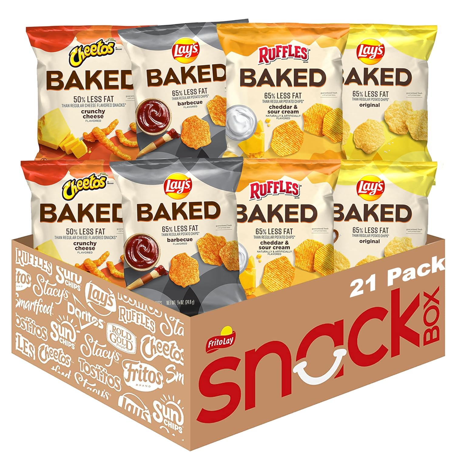 frito-lay baked variety pack, 21 snack bags, 0.875 ounce each, gluten-free and low-fat options