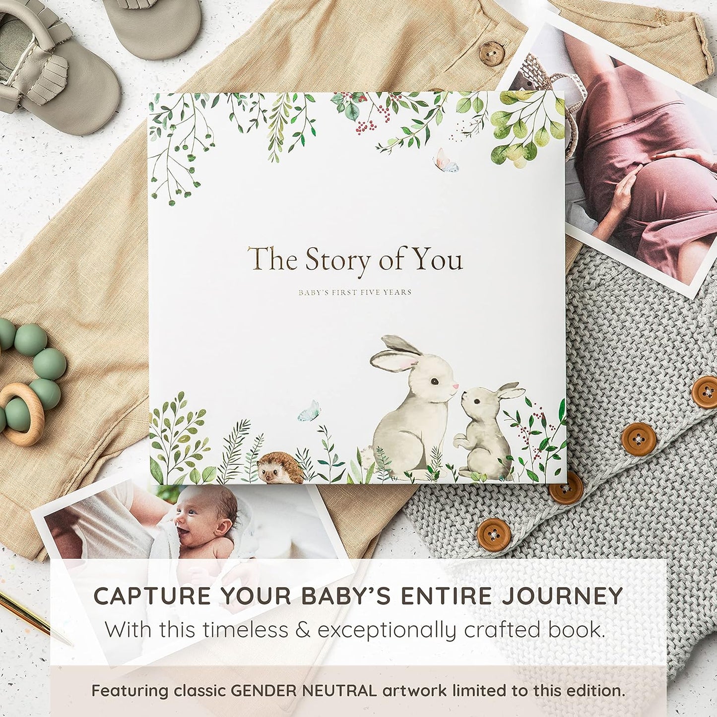 Keepsake Memory Book for Baby Boy or Girl Timeless First 5 Year Baby Book A Milestone Book to Record Every Event from Birth to Age 5 Gender Neutral Journal Scrapbook Photo Album
